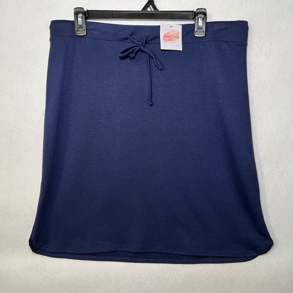 Jenny Boston Boutique Navy‎ Nautical Blue Knit Drawstring Skirt XL NWT